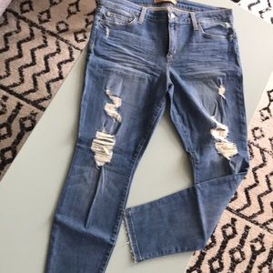 Joe’s jeans. Distressed with raw hem